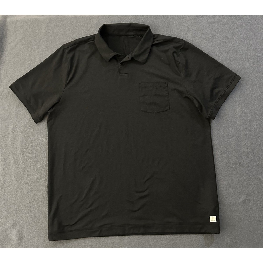 Vuori Polo Shirt Mens 2XL Black Solid Pocket Collared Short Sleeve V1099
